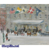 Tranh sơn dầu mọi người vui đùa